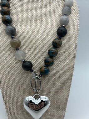 Smoky Quartz with Heart Pendant Necklace
